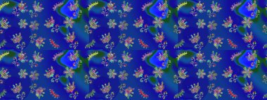 Raster illüstrasyonu. Noel mavisi, yeşil ve menekşeler. Sihirli mavi, yeşil ve mor tatil soyut arka plan yıldız ve düşen kar taneleriyle.