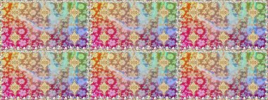 Kusursuz desenli altın elementler. Altın şablon. Tarafsız renklerde Royal retro. Kart, duvar kağıdı, ambalaj ve tekstil için klasik tasarım. Klasik çiçek dokusu. Raster illüstrasyonu.