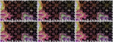 Siyah renkli çiçekler. Renkli Bahar Temalı Kusursuz Arkaplan. Raster illüstrasyonunda kusursuz çiçek deseni. Düz Çiçek Elementleri Tasarımı.