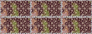 Soyut etnik raster kusursuz desen. Kabile sanatı boho baskısı, klasik çiçek arkaplanı. Arkaplan dokusu, duvar kağıdı, kahverengi renkli çiçek teması.