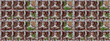 Renkli Bahar Temalı Kusursuz Arkaplan. Kahverengi renkli çiçekler. Düz Çiçek Elementleri Tasarımı. Raster illüstrasyonunda kusursuz çiçek deseni.