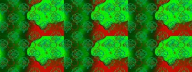 Parlak renkli çiçekleri ve yeşil, kırmızı ve kahverengi renkleri olan yaprakları olan şaşırtıcı, pürüzsüz çiçek deseni. Moda baskıları için zarif bir şablon. Modern çiçek arkaplanı. Halk stili.