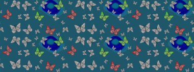 Raster illüstrasyonu. Su rengi filtreleme efektiyle mavi üzerine resimler. Klasik tarzda hem de. Doğanın Yüksek Kalite Kelebeği.