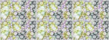 Raster illüstrasyonu. Şirin çiçekli kusursuz desen ve nötr renklerde yapraklar, suluboya çiçek deseni, duvar kağıdı, kart veya kumaş için fayanslı.