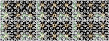 Çiçekler, yaprakları ile halk tarzında Dikişsiz çiçek deseni. Raster Illustration. El çizilmiş.