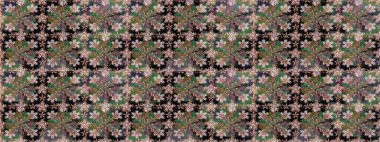 Vadinin yeşil renkli çiçekleri. Raster dikişsiz çiçek deseni.