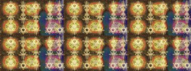 Dallı bahar çiçekleriyle desen, kahverengi, nötr ve sarı renkler ve çiçek silueti. Raster deseni.