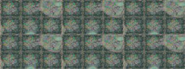 Çiçek. Kusursuz dekoratif arka plan, çiçek mandala. Yeşil renklerde. Raster illüstrasyonu.