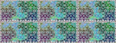 Mavi renkte etnik çiçeklerle kusursuz bir desen. Raster Çiçek İllüstrasyonu güzel tekstil..