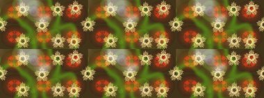 Basit bir kar tanesi. Kahverengi, yeşil ve turuncu renkler. Soyut duvar kâğıdı, ambalaj dekorasyonu. Kışın sembolü, mutlu noeller, mutlu yeni yıl kutlaması Raster illüstrasyonu..