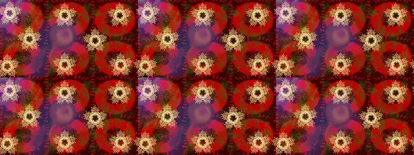 Renkli Bahar Temalı Kusursuz Arkaplan. Düz Çiçek Elementleri Tasarımı. Raster illüstrasyonu. Kırmızı renkte zarif çiçek buketi suluboya.