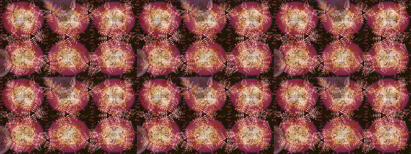 Raster illüstrasyonu. Kar tanelerinin soyut arkaplanlı Noel şablonu. Noel ve yeni yıl moda baskıları için tatil tasarımı. Kahverengi, kırmızı ve bej kar taneleri.