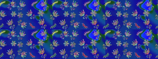 Raster illüstrasyonu. Noel mavisi, yeşil ve menekşeler. Sihirli mavi, yeşil ve mor tatil soyut arka plan yıldız ve düşen kar taneleriyle.