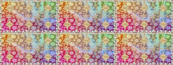 Kusursuz desenli altın elementler. Altın şablon. Tarafsız renklerde Royal retro. Kart, duvar kağıdı, ambalaj ve tekstil için klasik tasarım. Klasik çiçek dokusu. Raster illüstrasyonu.