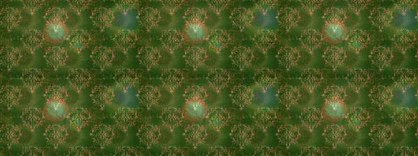 Sevimli çiçek raster deseni. Yeşil, kahverengi ve bej renkli çiçekler. Renkli Bahar Temalı Kusursuz Arkaplan. Düz Çiçek Elementleri Tasarımı.