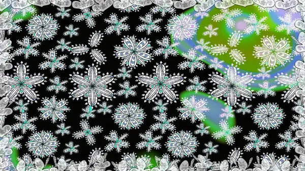 Siyah renkli çiçekler. Çiçekli karalama şeklinde Raster çiçek deseni. Nazik, sevimli çiçek arkaplanı..