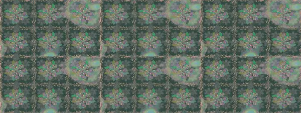 Çiçek. Kusursuz dekoratif arka plan, çiçek mandala. Yeşil renklerde. Raster illüstrasyonu.