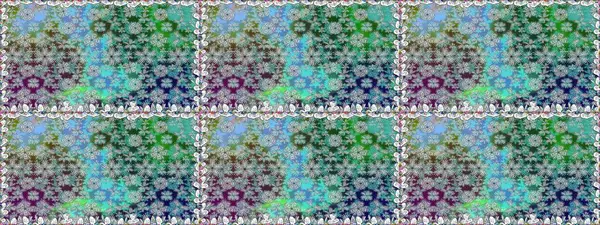 Mavi renkte etnik çiçeklerle kusursuz bir desen. Raster Çiçek İllüstrasyonu güzel tekstil..