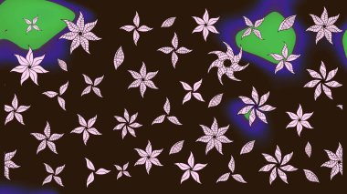 Düz Çiçek Elementleri Tasarımı. Renkli Yaz Temalı eskiz kalıbı. Kahverengi renkli çiçekler. Çiçekli retro deseni çiz.