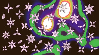 Raster çiçekli arka plan. Düz Çiçek Elementleri Tasarımı. Renkli Yaz Temalı eskiz kalıbı. Yazdır. Güzel eskiz şekli. Şirin kumaş deseni.