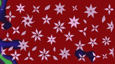 Parlak çiçekli kolaj çiçeği kırmızısı. Çiçek tasarımı için inanılmaz bir kolaj cenneti tarzı. Çiçekli zambaklar eskiz arka planı.