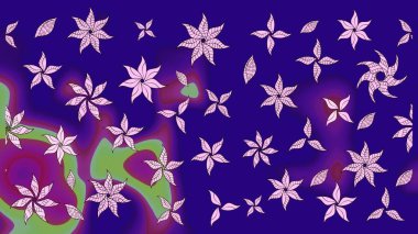 Raster illüstrasyonu. Düz Çiçek Elementleri Tasarımı. Mavi renkli, zarif çiçek buketli suluboya. Renkli Bahar Teması çizim şablonu.