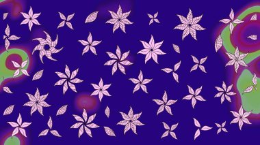 Mavi renkli çiçekler. Raster illüstrasyonu. Çizim çiçek deseni duvar kağıdı için kullanılabilir.