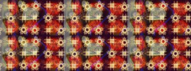 Çiçek süslemeli çizim deseni. Raster illüstrasyonu. Kahverengi renkte çiçekler.