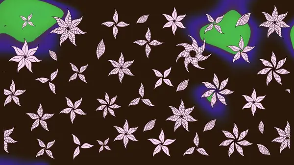 Düz Çiçek Elementleri Tasarımı. Renkli Yaz Temalı eskiz kalıbı. Kahverengi renkli çiçekler. Çiçekli retro deseni çiz.