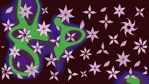 Yaprak ve çiçeklerin suluboya resimleri, kahverengi renklerdeki çizimler. Raster illüstrasyonu. Yumuşak, bahar çiçekleri kahverengi renklerde.