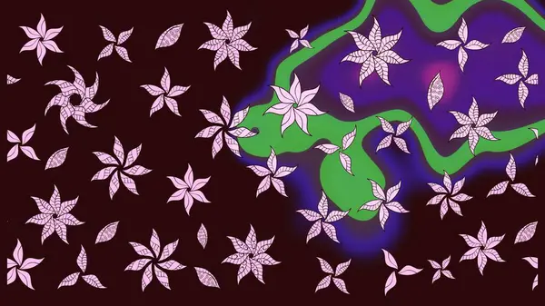 Renkli Bahar Teması eskiz kalıbı. Düz Çiçek Elementleri Tasarımı. Kahverengi renkli çiçekler. Raster illüstrasyonunda çiçek deseni çizimi.