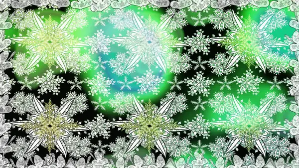 Çiçekler, yapraklar, dekoratif elementler, sıçramalar, lekeler, el çizimleri çizimleri ve Doodle çizimleri, grafik raster çizimleri.