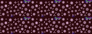 Renkli Bahar Teması eskiz kalıbı. Düz Çiçek Elementleri Tasarımı. Raster illüstrasyonundaki çiçek desenli çizim. Kahverengi renkte çiçekler.