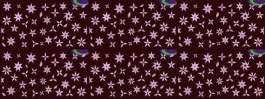 Küçük kahverengi çiçeklerdeki oldukça eski bir besin torbası deseni. Tekstil, kumaş, kapaklar, duvar kağıtları, baskı, paket, koleksiyon defteri, örgü, dekupaj için çiçek arkaplanı..