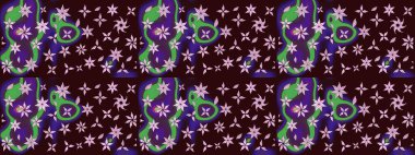 Kahverengi çiçekli eskiz deseni, suluboya çiçek deseni, sevimli çiçek, duvar kağıdı, kart veya kumaş için fayanslı. Raster - stok.