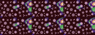 Renkli Yaz Temalı eskiz kalıbı. Güzel kumaş deseni. Yazdır. Güzel eskiz şekli. Raster çiçekli arka plan. Düz Çiçek Elementleri Tasarımı.