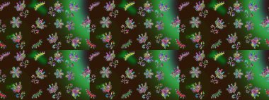 Raster kahverengi, yeşil ve gri kar tanelerinden izole edilmiş. Renkli kar taneleri Raster çizimi. Güzel kış süsleri..