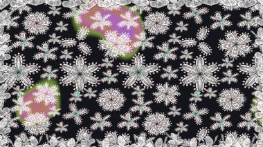 Raster illüstrasyonu. Gri renkli çiçekler. El çizimi çiçekleri olan soyut, pürüzsüz desen.