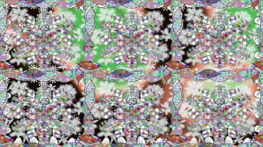 Raster illüstrasyonu. Güzel kumaş deseni. Küçük çiçekteki sevimli çiçek deseni. Güzel karalama çiçekleri olan kusursuz çiçek deseni..