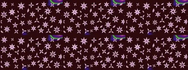 Renkli Bahar Teması eskiz kalıbı. Düz Çiçek Elementleri Tasarımı. Raster illüstrasyonundaki çiçek desenli çizim. Kahverengi renkte çiçekler.