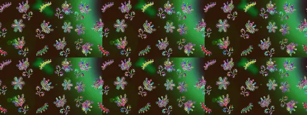 Raster kahverengi, yeşil ve gri kar tanelerinden izole edilmiş. Renkli kar taneleri Raster çizimi. Güzel kış süsleri..