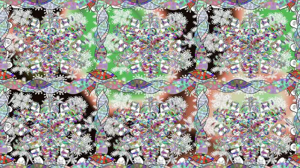 Raster illüstrasyonu. Güzel kumaş deseni. Küçük çiçekteki sevimli çiçek deseni. Güzel karalama çiçekleri olan kusursuz çiçek deseni..