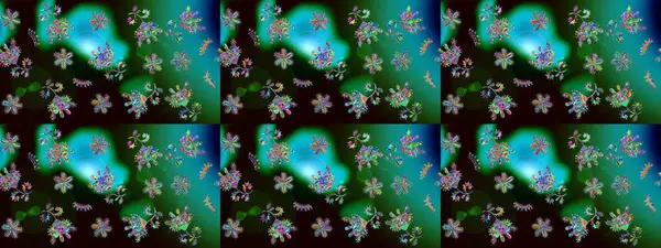 İllüzyon. Düşen Noel stili kar taneleri. Güzel, yeşil, mavi ve siyah kar taneleri renkli bir arka planda izole edilmiş. Kar taneleri, kar yağışı.