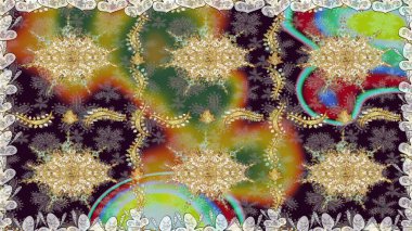 Kusursuz raster arka plan. Çiçek deseni. Şık bir grafik desen. Duvar kâğıdı barok, İspanyol kumaşı. Kahverengi renklerde altın elementler.