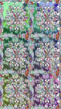 Renkli çiçekler. Raster illüstrasyonu. El çizimi çiçekleri olan soyut, pürüzsüz desen.