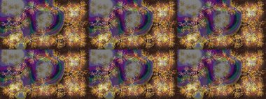 Kar tanelerinin soyut arkaplanlı Noel şablonu. Raster illüstrasyonu. Kahverengi, gri ve mor renkler. Noel ve Yeni Yıl moda baskıları için tatil tasarımı.