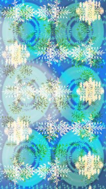 Çiçek Elementleri 'nin soyut geçmişi. Mavi, nötr ve yeşil renkler üzerine tasarım. Raster illüstrasyonu. Raster kış deseni.