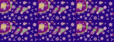 Raster illüstrasyonu. Mavi renklerde. 3D çiçekler, çizim.