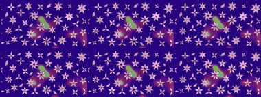 Mavi renkli çiçekler. Düz Çiçek Elementleri Tasarımı. Renkli Bahar Teması eskiz kalıbı. Raster illüstrasyonunda çiçek deseni çizimi.