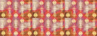 Kar tanesi raster deseni. Pembe, turuncu ve bej renkli kar taneleri. Renkli arka planda izole tatlı kar taneleri. Raster illüstrasyonu.